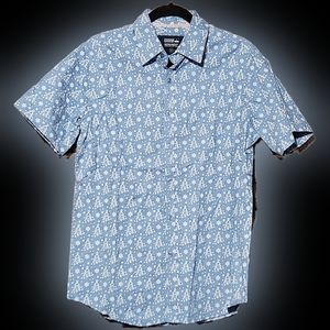 NWT Blue Christmas Tree Button Down - size M
